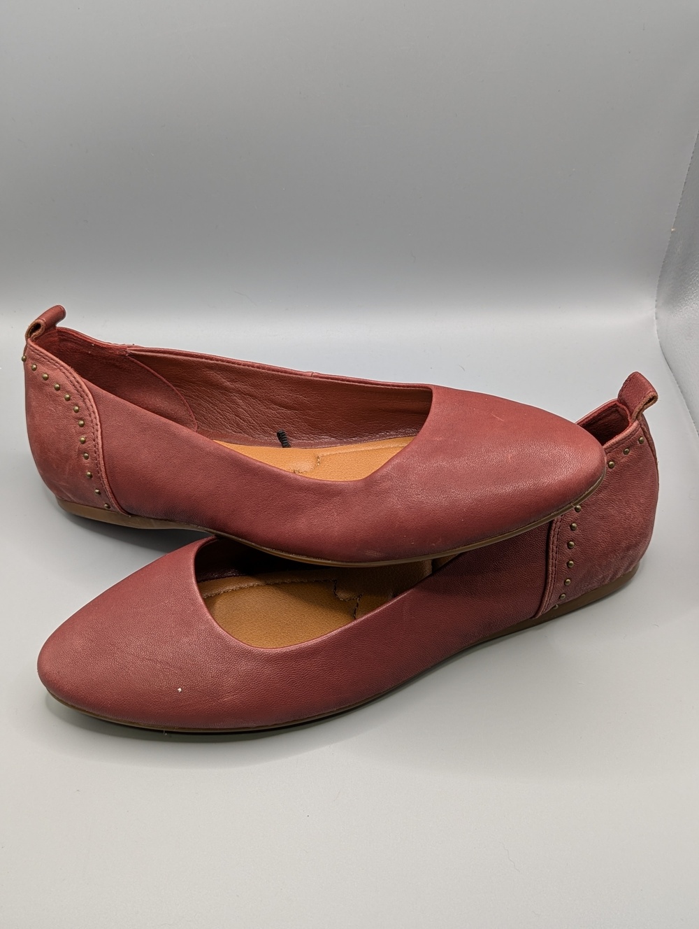Size 9.5 Pink Leather Ballet Studded Comfort